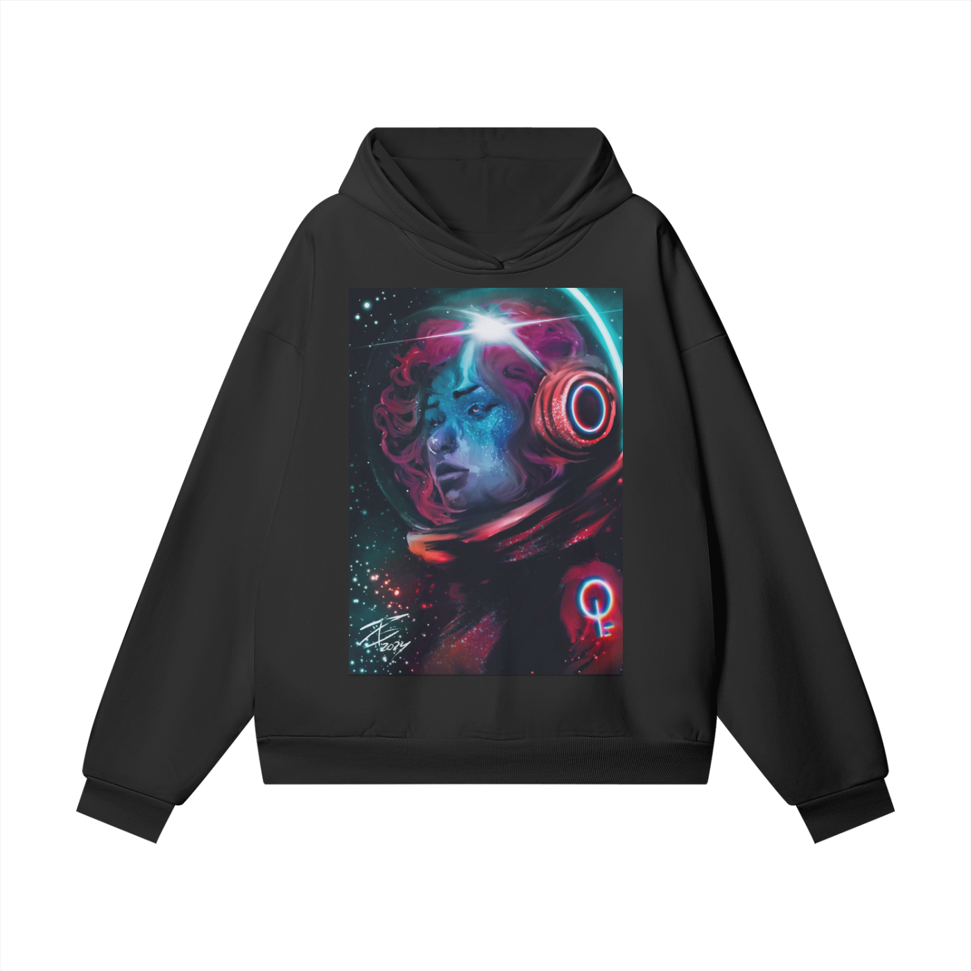 Spaced Out Oversize Heavyweight Hidden Pocket Fleece Hoodie